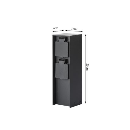 Brilagi - Vonkajší stĺpik so zásuvkami PILLAR 2Z SCHUKO 230V IP44 čierny