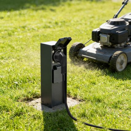 BRILAGI - Vonkajší stĺpik so zásuvkami PILLAR 2Z SCHUKO 230V IP44 čierny