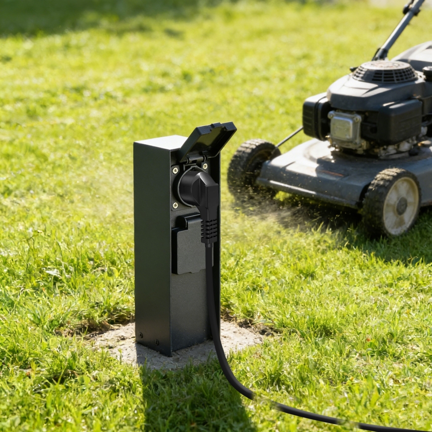 BRILAGI - Vonkajší stĺpik so zásuvkami PILLAR 2Z SCHUKO 230V IP44 čierny