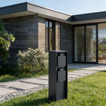 BRILAGI - Vonkajší stĺpik so zásuvkami PILLAR 2Z SCHUKO 230V IP44 čierny