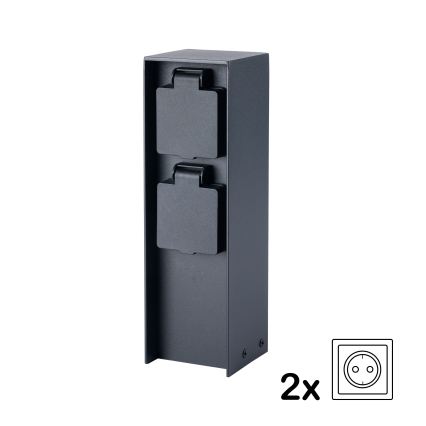BRILAGI - Vonkajší stĺpik so zásuvkami PILLAR 2Z SCHUKO 230V IP44 čierny