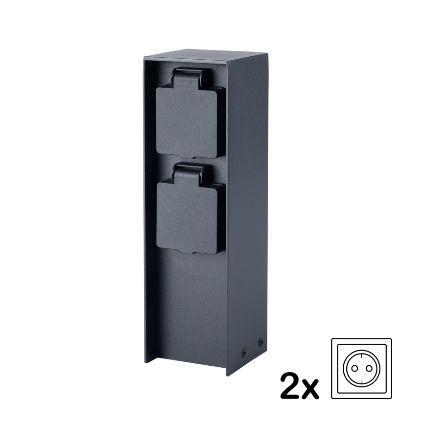 BRILAGI - Vonkajší stĺpik so zásuvkami PILLAR 2Z SCHUKO 230V IP44 čierny