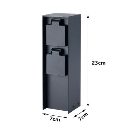 BRILAGI - Vonkajší stĺpik so zásuvkami PILLAR 2Z SCHUKO 230V IP44 čierny