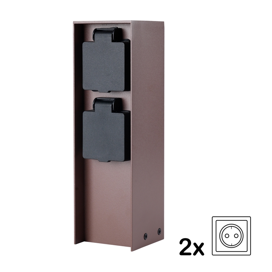 Brilagi - Vonkajší zásuvkový stĺp PILLAR 2Z SCHUKO 230V IP44 hnedá