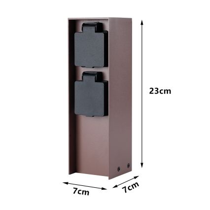 Brilagi - Vonkajší zásuvkový stĺp PILLAR 2Z SCHUKO 230V IP44 hnedá