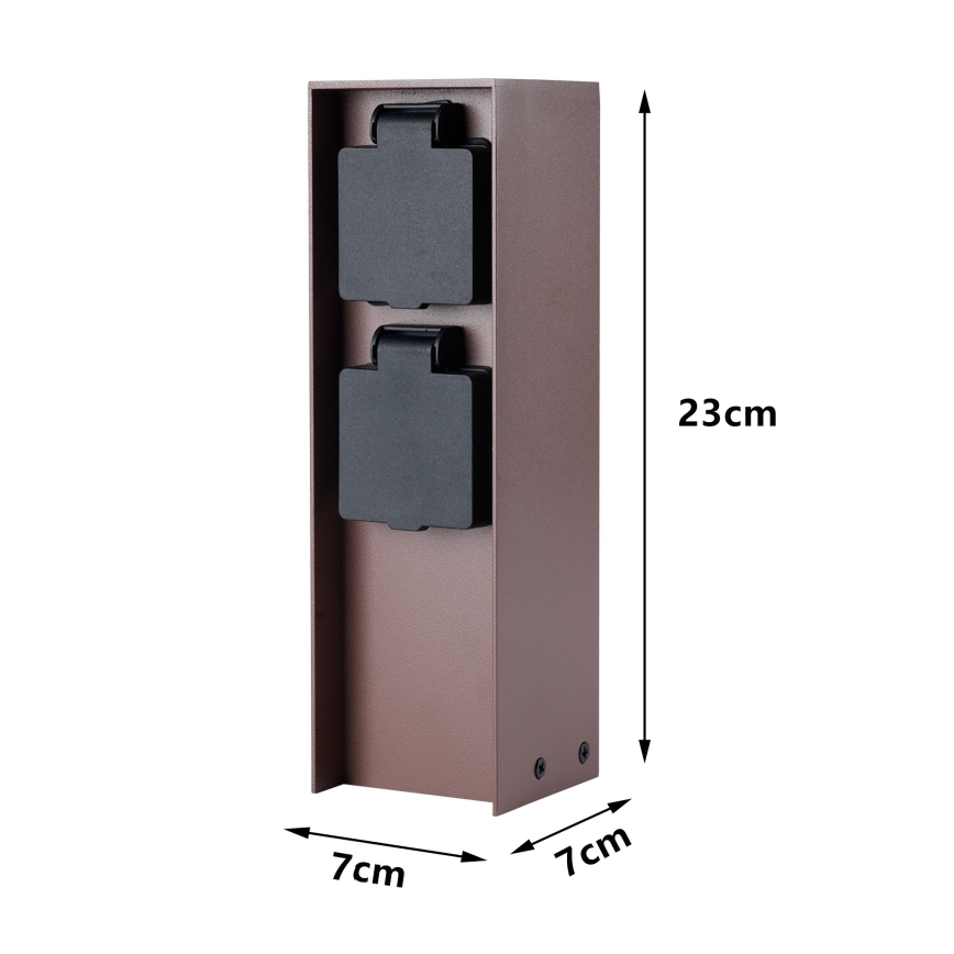 Brilagi - Vonkajší zásuvkový stĺp PILLAR 2Z SCHUKO 230V IP44 hnedá