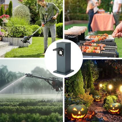 Brilagi - Vonkajší zásuvkový stĺpik PILLAR 1Z SCHUKO 230V IP44 antracit