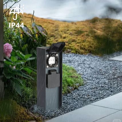 Brilagi - Vonkajší zásuvkový stĺpik PILLAR 2Z SCHUKO 230V IP44 antracit