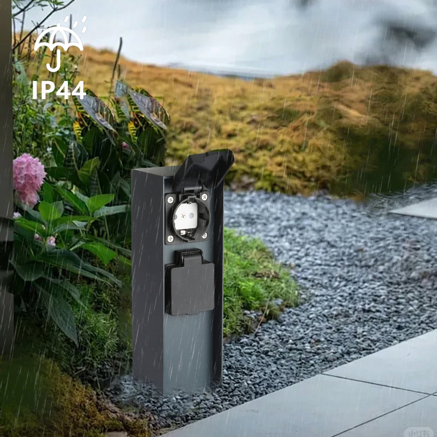 Brilagi - Vonkajší zásuvkový stĺpik PILLAR 2Z SCHUKO 230V IP44 antracit