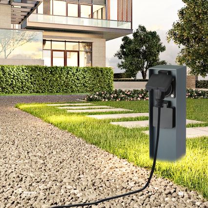 Brilagi - Vonkajší zásuvkový stĺpik PILLAR 2Z SCHUKO 230V IP44 antracit