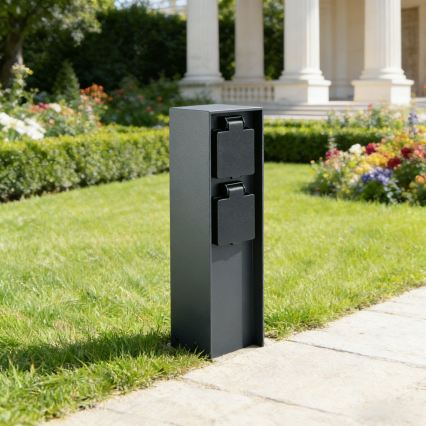 Brilagi - Vonkajší zásuvkový stĺpik PILLAR 2Z SCHUKO 230V IP44 antracit