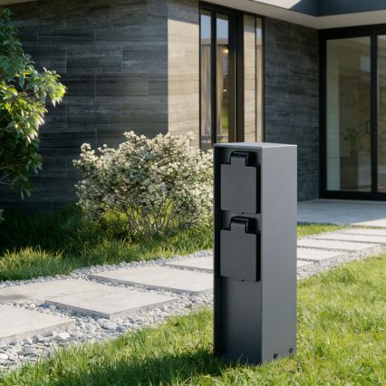 Brilagi - Vonkajší zásuvkový stĺpik PILLAR 2Z SCHUKO 230V IP44 antracit