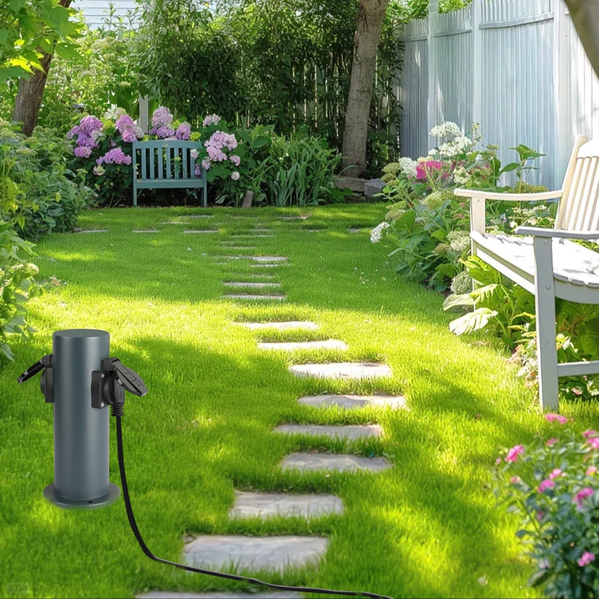 Brilagi - Vonkajší zásuvkový stĺpik PILLAR 2Z SCHUKO 230V IP44 antracit