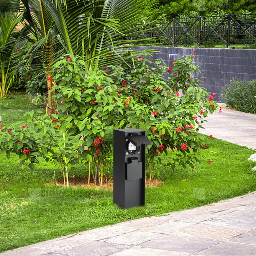 Brilagi - Vonkajší zásuvkový stĺpik PILLAR 2Z SCHUKO 230V IP44 čierna