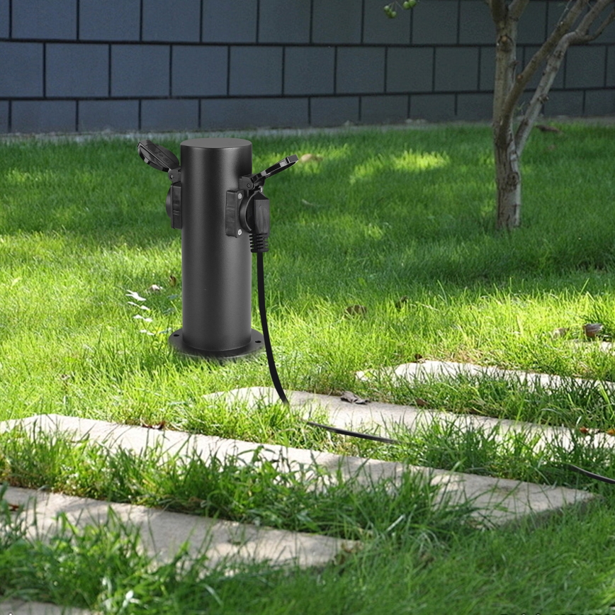 Brilagi - Vonkajší zásuvkový stĺpik PILLAR 2Z SCHUKO 230V IP44 čierna