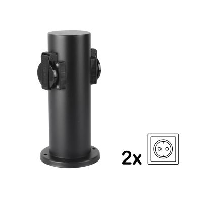 Brilagi - Vonkajší zásuvkový stĺpik PILLAR 2Z SCHUKO 230V IP44 čierna