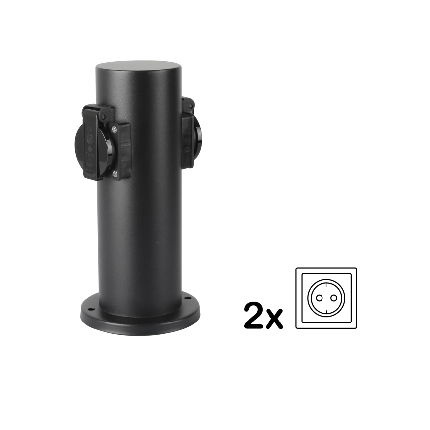 Brilagi - Vonkajší zásuvkový stĺpik PILLAR 2Z SCHUKO 230V IP44 čierna
