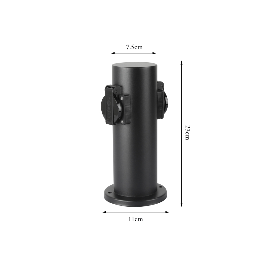 Brilagi - Vonkajší zásuvkový stĺpik PILLAR 2Z SCHUKO 230V IP44 čierna
