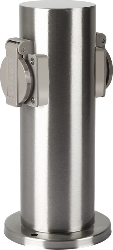 Brilagi - Vonkajší zásuvkový stĺpik PILLAR 2Z SCHUKO 230V IP44 matný chróm