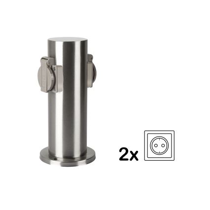Brilagi - Vonkajší zásuvkový stĺpik PILLAR 2Z SCHUKO 230V IP44 matný chróm