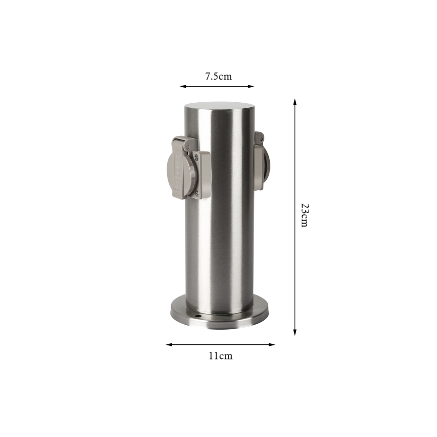 Brilagi - Vonkajší zásuvkový stĺpik PILLAR 2Z SCHUKO 230V IP44 matný chróm