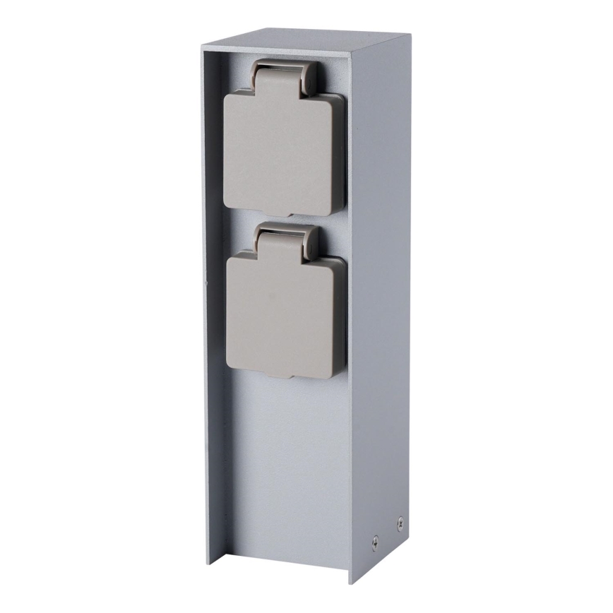 Brilagi - Vonkajší zásuvkový stĺpik PILLAR 2Z SCHUKO 230V IP44 strieborný