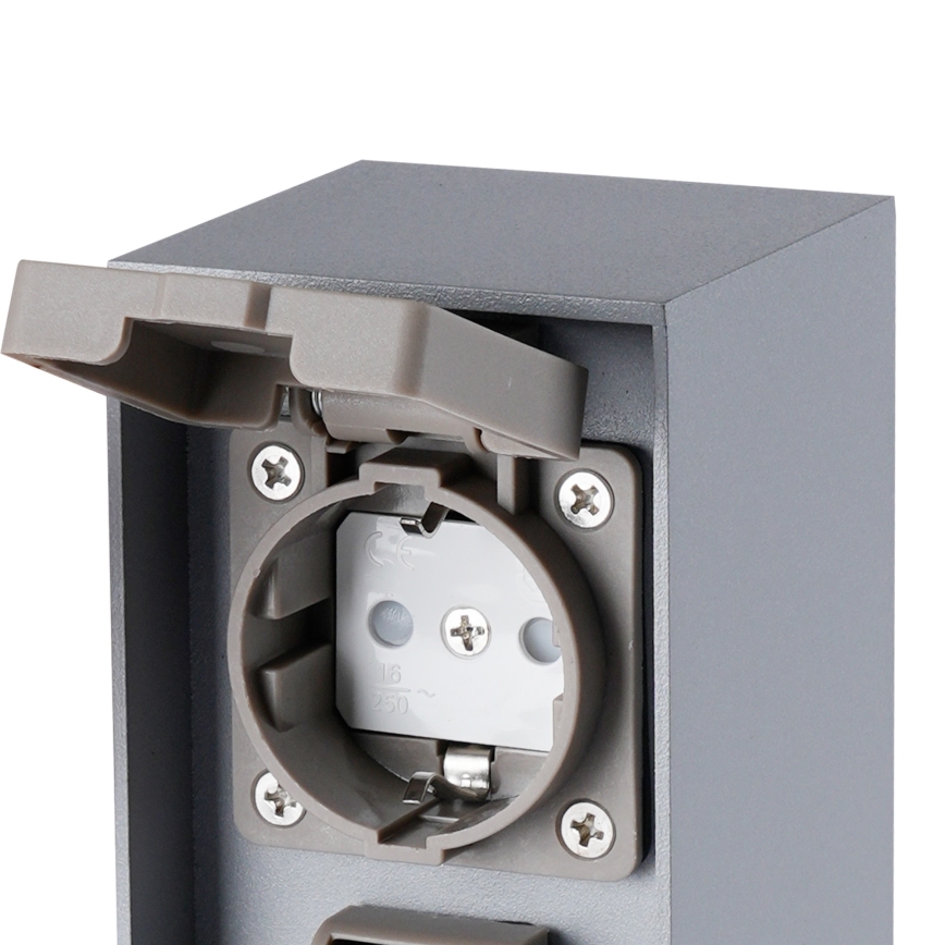 Brilagi - Vonkajší zásuvkový stĺpik PILLAR 2Z SCHUKO 230V IP44 strieborný