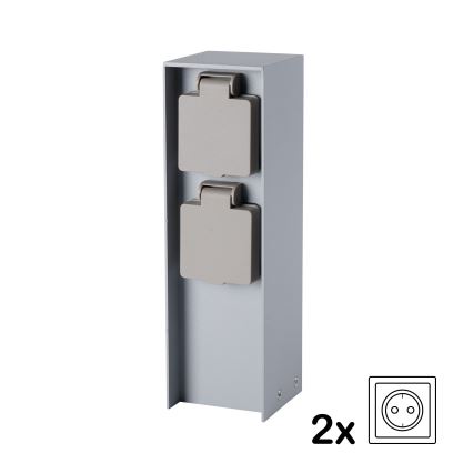 Brilagi - Vonkajší zásuvkový stĺpik PILLAR 2Z SCHUKO 230V IP44 strieborný