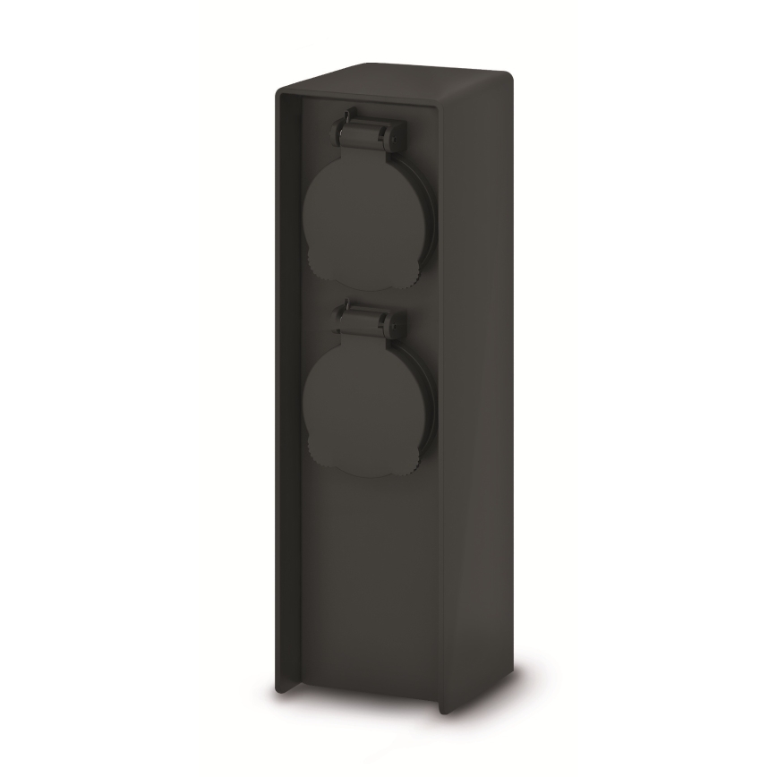 Brilagi - Vonkajší zásuvkový stĺpik so 2 zásuvkami 230V IP44 SCHUKO čierny