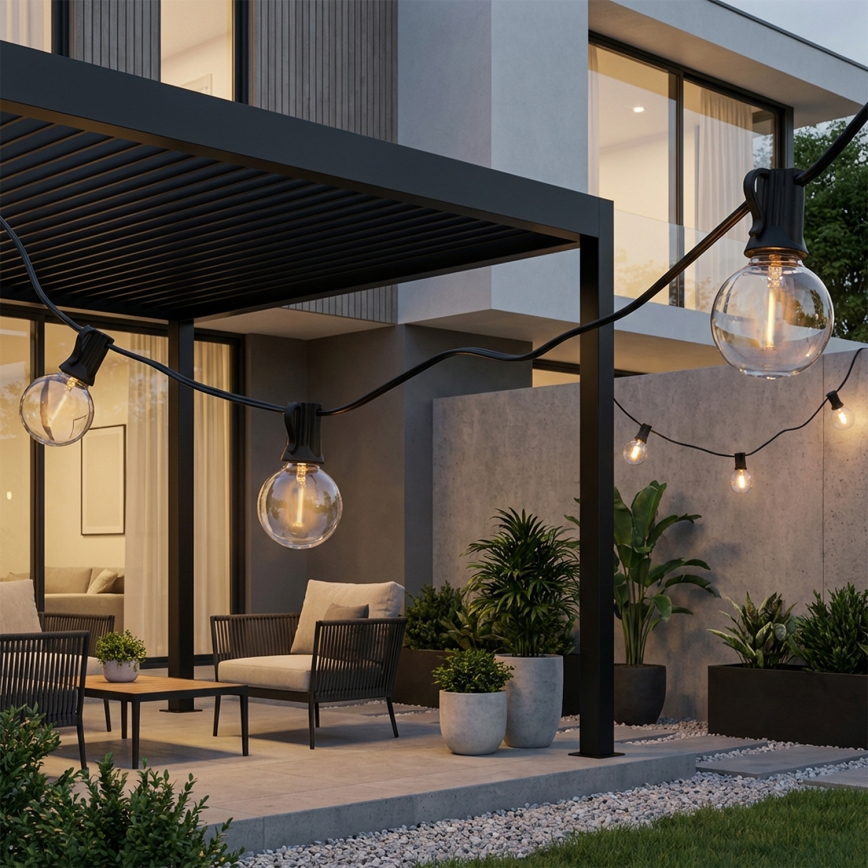 BRILAGI - LED Vonkajšia dekoratívna reťaz GIRLANDA 25xE12/0,36W/24V 20m čierna IP44 teplá biela