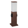 Brilagi - Vonkajšia lampa s 2 zásuvkami SCHUKO 1xE27/15W/230V 40 cm IP44 hnedá