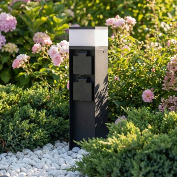 Brilagi - Vonkajšia lampa s 2 zásuvkami SCHUKO 1xG9/11W/230V IP44 čierna