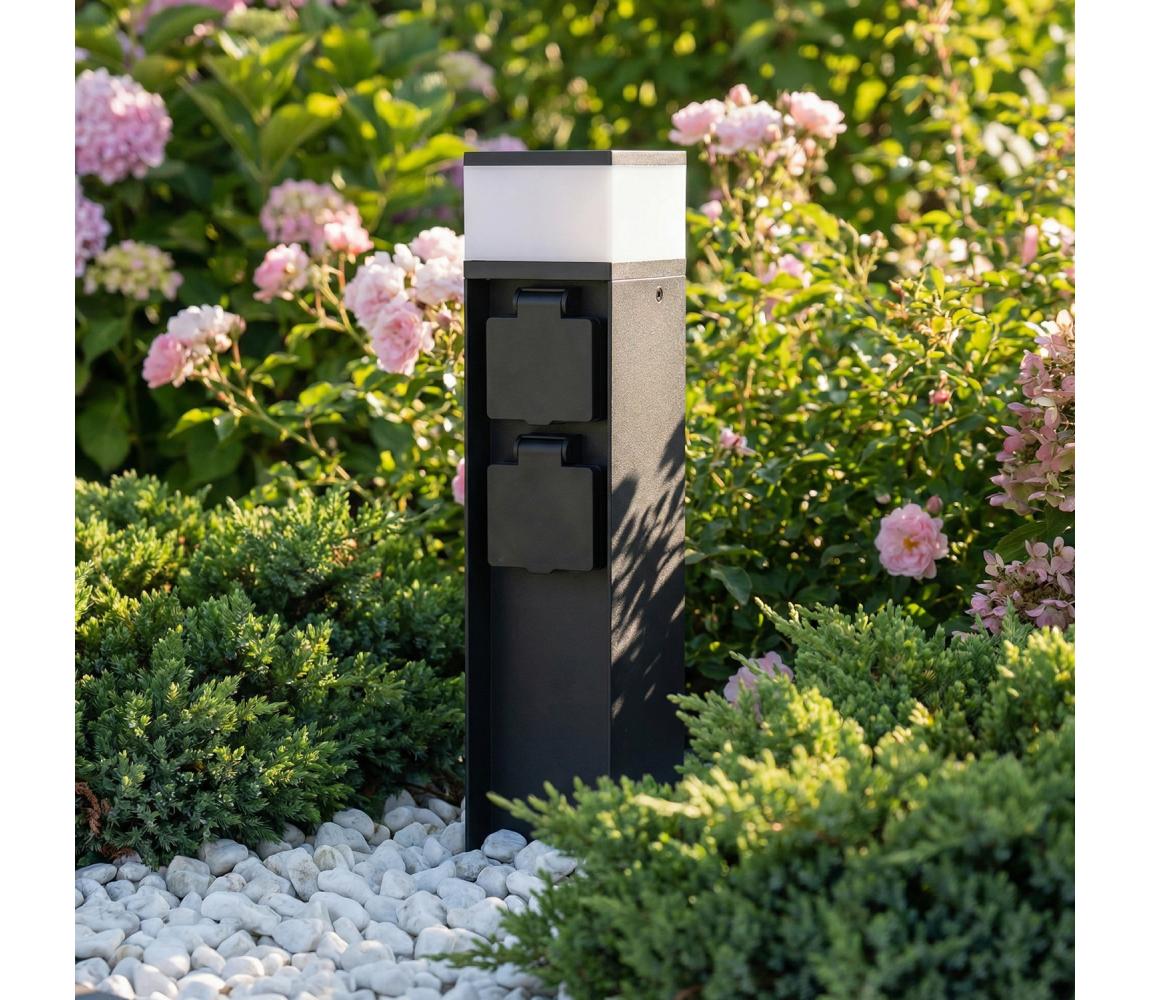 Brilagi - Vonkajšia lampa s 2 zásuvkami SCHUKO 1xG9/11W/230V IP44 čierna PG13BG-OEM