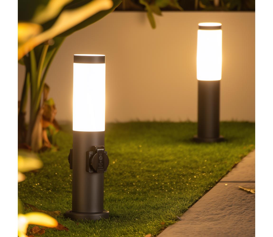 Brilagi - Vonkajšia lampa s 2 zásuvkami SCHUKO NOVA 1xE27/15W/230V 40 cm IP44 antracit FG-KH142PSH-40-2SO-ANT