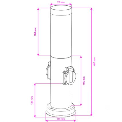 Brilagi - Vonkajšie svietidlo s dvoma zásuvkami SCHUKO NOVA 1xE27/15W/230V 40 cm IP44 antracit