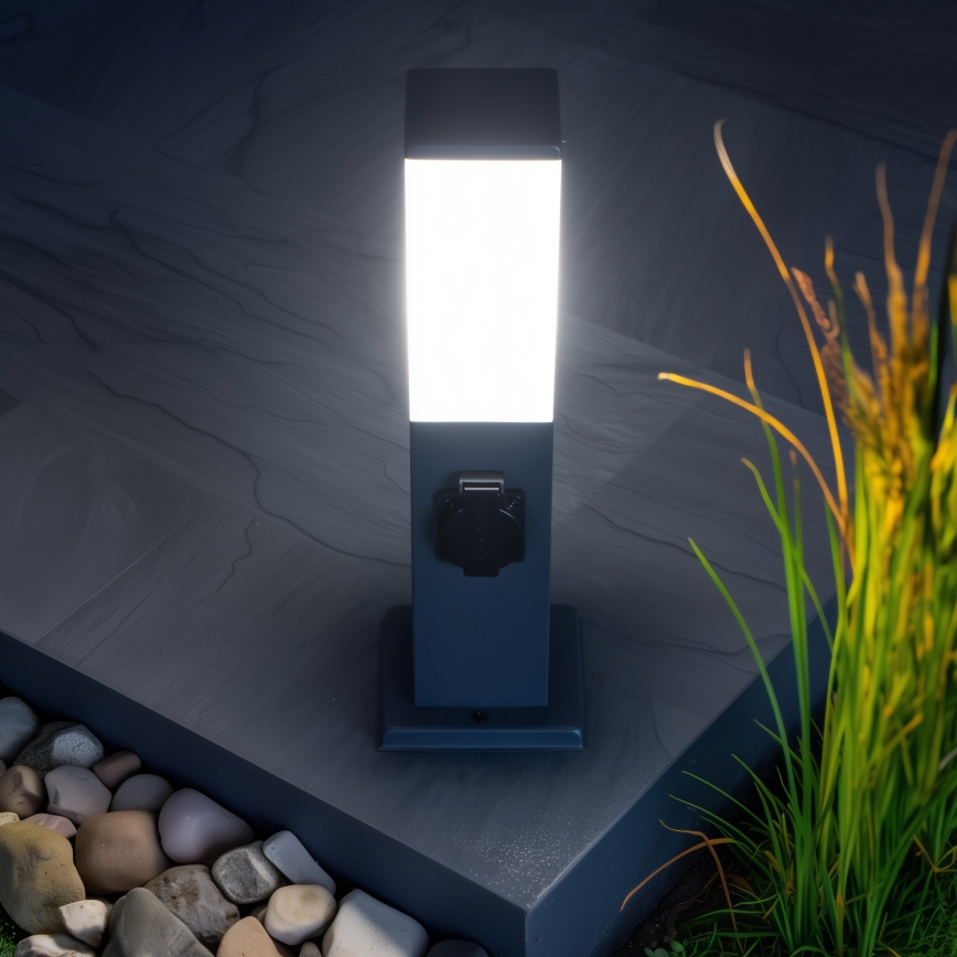 Brilagi - Vonkajšie svietidlo s 2 zásuvkami SCHUKO NOVA 1xE27/15W/230V 40 cm IP44 antracit