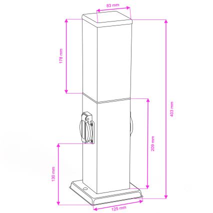 Brilagi - Vonkajšie svietidlo s 2 zásuvkami SCHUKO NOVA 1xE27/15W/230V 40 cm IP44 antracit