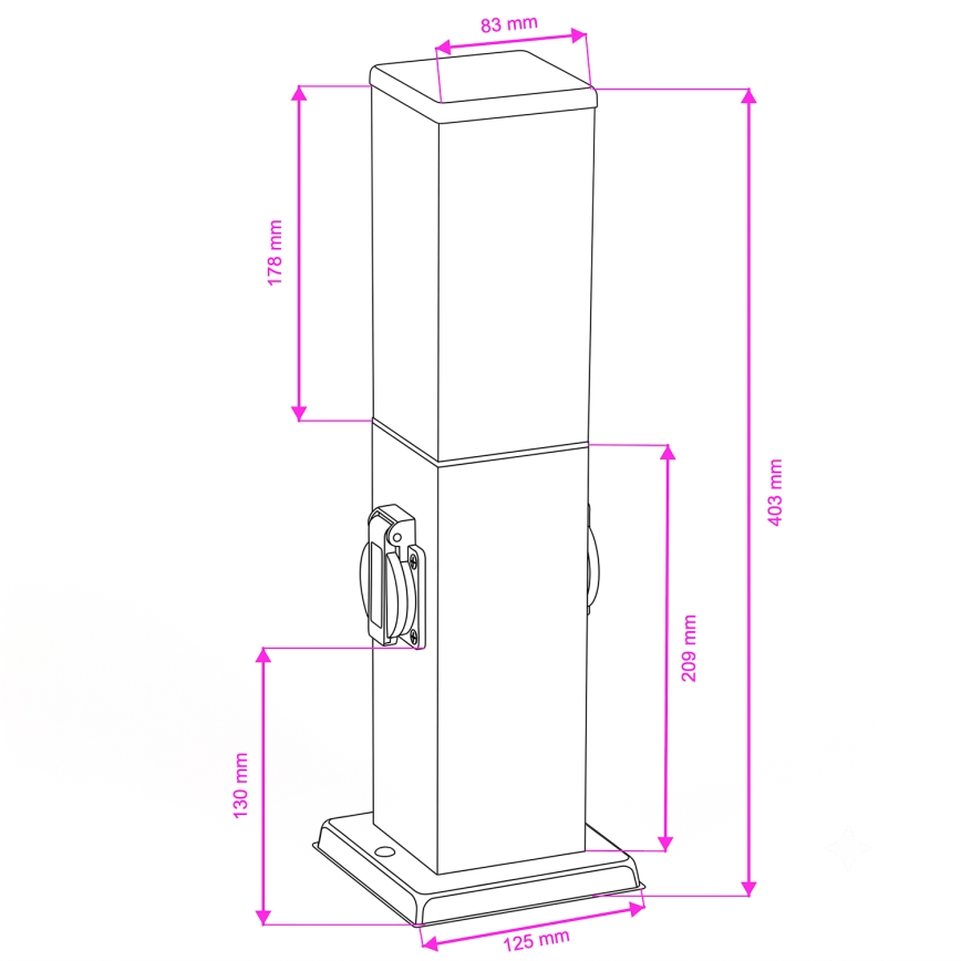 Brilagi - Vonkajšie svietidlo s 2 zásuvkami SCHUKO NOVA 1xE27/15W/230V 40 cm IP44 antracit