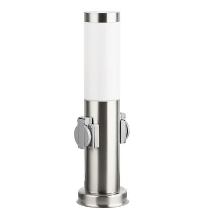Brilagi - Vonkajšie svietidlo NOVA s 2 zásuvkami SCHUKO 1xE27/15W/230V 40 cm IP44 matný chróm