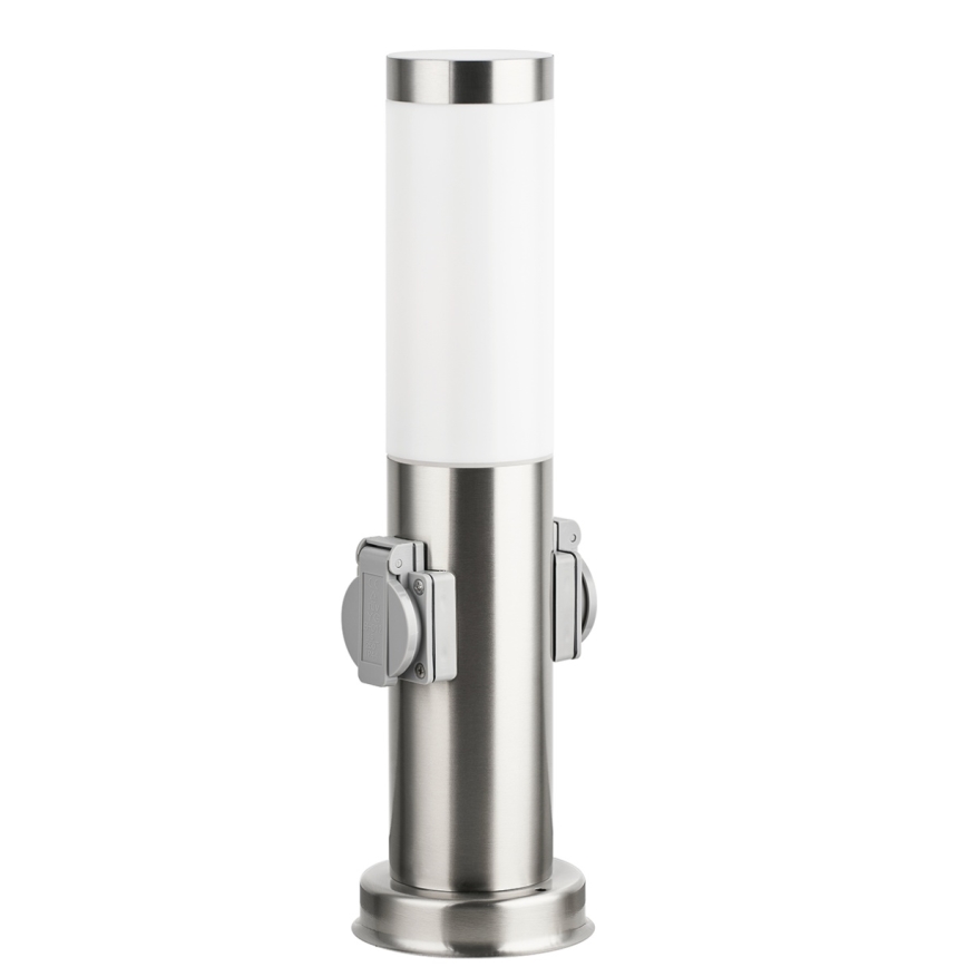 Brilagi - Vonkajšie svietidlo NOVA s 2 zásuvkami SCHUKO 1xE27/15W/230V 40 cm IP44 matný chróm