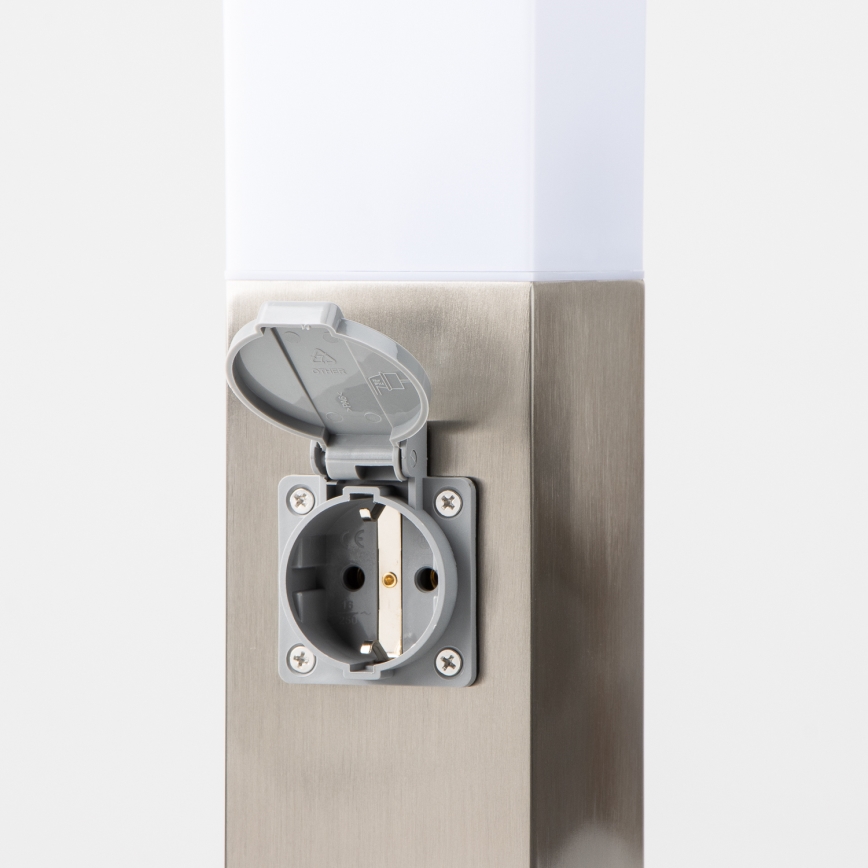 Brilagi - Vonkajšie svietidlo s 2 zásuvkami SCHUKO NOVA 1xE27/15W/230V 40 cm IP44 matný chróm