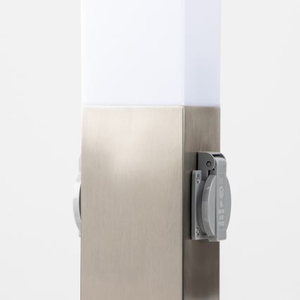 Brilagi - Vonkajšie svietidlo s 2 zásuvkami SCHUKO NOVA 1xE27/15W/230V 40 cm IP44 matný chróm