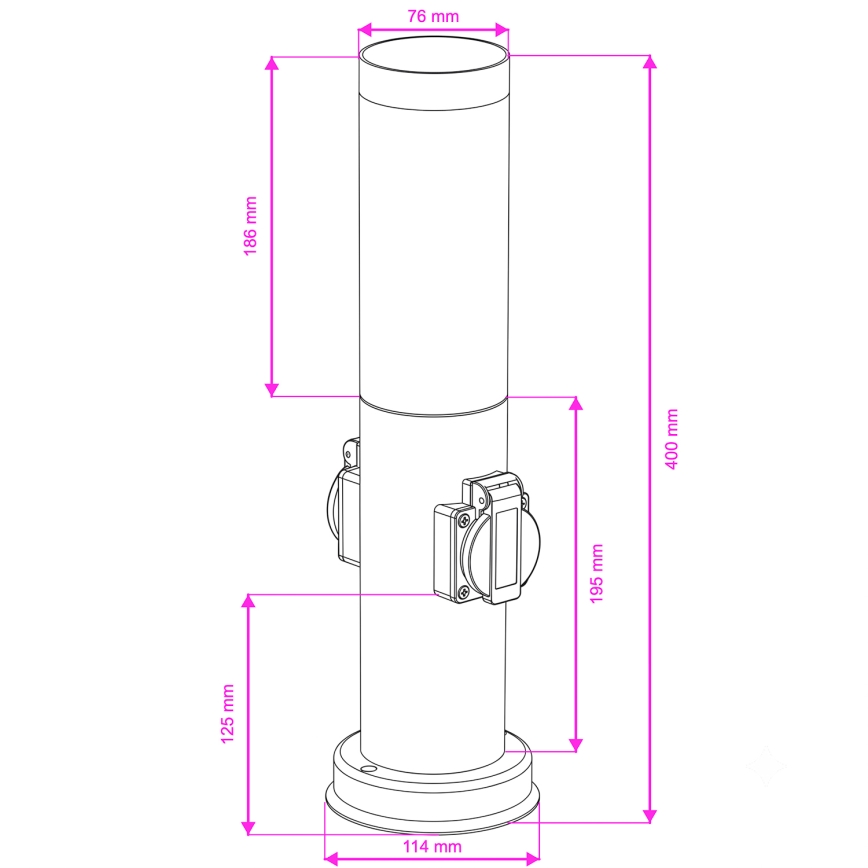 Brilagi - Vonkajšie svietidlo NOVA so 2 zásuvkami SCHUKO 1xE27/15W/230V 40 cm IP44 čierne
