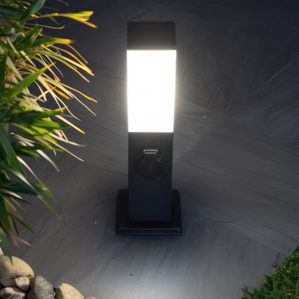 Brilagi - Vonkajšia lampa s 2 zásuvkami SCHUKO NOVA 1xE27/15W/230V 40 cm IP44 čierna