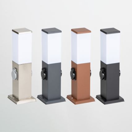 Brilagi - Vonkajšia lampa s 2 zásuvkami SCHUKO NOVA 1xE27/15W/230V 40 cm IP44 čierna