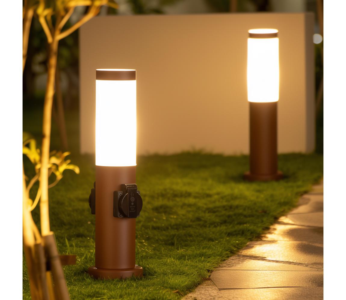 Brilagi - Vonkajšia lampa s 2 zásuvkami SCHUKO NOVA 1xE27/15W/230V 40 cm IP44 hnedá FG-KH142PSH-40-2SO-RUST