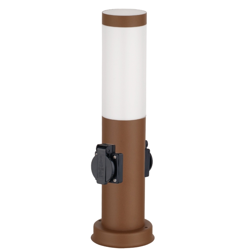 Brilagi - Vonkajšia lampa so 2 zásuvkami SCHUKO NOVA 1xE27/15W/230V 40 cm IP44 hnedá