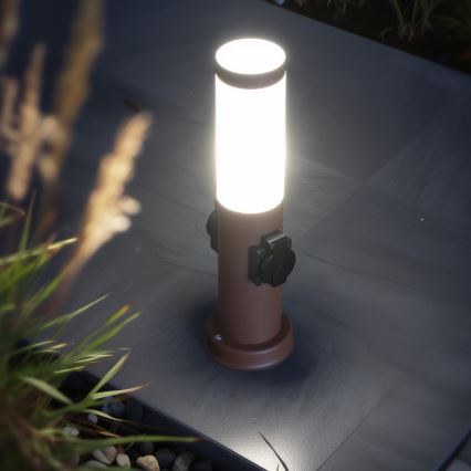 Brilagi - Vonkajšia lampa so 2 zásuvkami SCHUKO NOVA 1xE27/15W/230V 40 cm IP44 hnedá