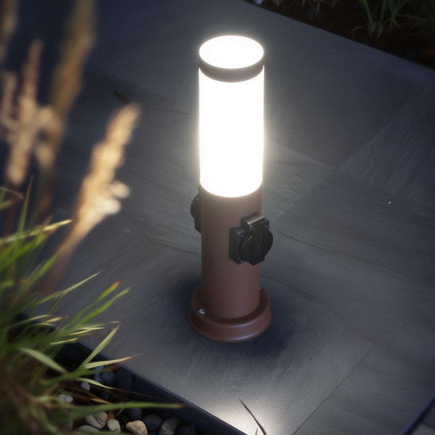 Brilagi - Vonkajšia lampa so 2 zásuvkami SCHUKO NOVA 1xE27/15W/230V 40 cm IP44 hnedá