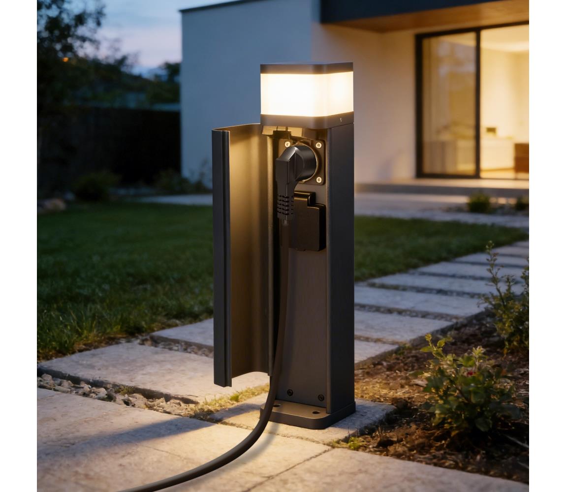 Brilagi -Vonkajšia lampa s 2 zásuvkami SCHUKO PILLAR 1xG9/11W/230V IP44 antracit BRI809